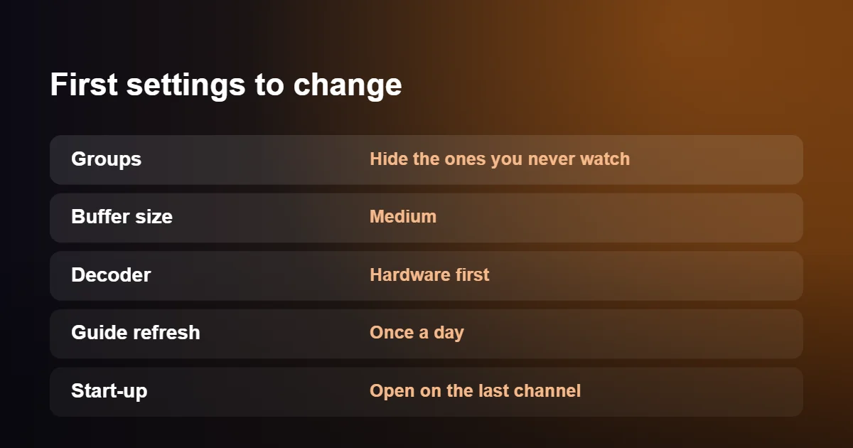 First settings to change in the best IPTV player apps