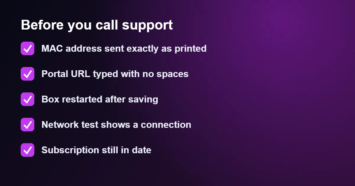 Checklist to fix IPTV on MAG box loading problems